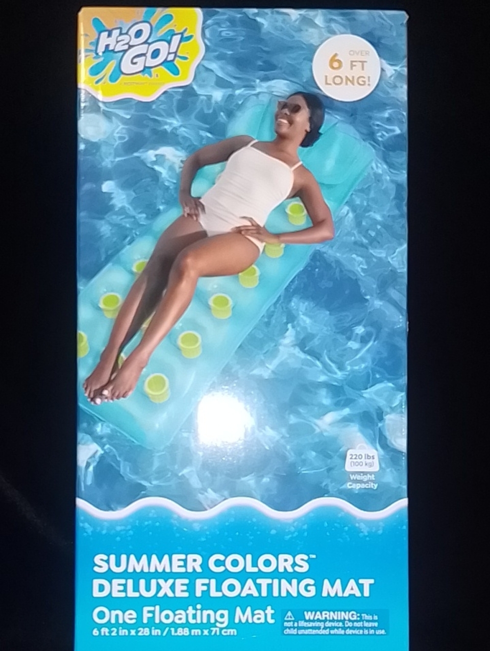 H2O GO! Summer Colors Deluxe Floating Mat - Aqua
